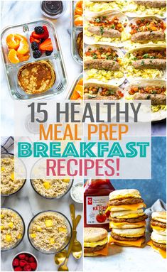 healthy meal prep for breakfast with text overlay