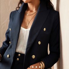 Brand New Navy Color Blazer Linen Blazers Women, Grey Jacket Women, Dark Blue Blazer, Black Wool Blazer, Tan Blazer, Satin Blazer, Skirt Suit Set, Grey Blazer, Career Wear