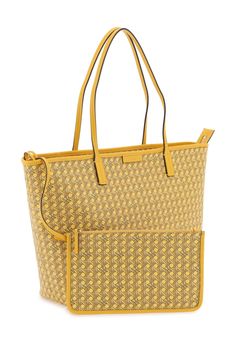 Tory Burch shopping bag made of water-repellent coated canvas, decorated with all-over monogram print. Zippered closure, inside zipper pocket, removable interior pouch. Finished with leather trims and double shoulder handle, brass details. Size Info STANDARD Color Detail Yellow Made In Cambodia Material 100%TR*** leather Season One fall Season Two winter Product bags Brand Tory Burch Size And Fit Bag Length = 32 cm, Bag Height = 29 cm, Handle Height = 22,5 cm, Latest Fashion Design, Crossbody Tote Bag, Moon Boots, Backpack Travel Bag, Monogram Prints, Crossbody Tote, Fashion Handbags, Crossbody Shoulder Bag, Belt Bag