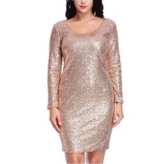 30w: Bust 56.3"; Waist 51.6"; Hip 59.1"; Back Length 37.8" 32w: Bust 58.3"; Waist 53.5"; Hip 60.0"; Back Length 37.8 5 % Spandex Short Dress Bodycon, Plus Size Sheath Dress, Plus Size Sequin, Champagne Party, Champagne Dress, Short Bodycon Dress, Sequin Party, Plus Size Party Dresses, Long Bodycon Dress