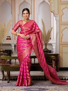 Elegant pink saree blouse for wedding function, pure organza saree with fancy tassels, designer bridesmaid saree for reception, Indian saree Saree Details:  Saree Color: Pink Saree Length: 5.5 Meter Saree Fabric: Pure Organza Saree Work : Rich Pallu with tassels Blouse Details : Blouse Color: Matching. Blouse Length: 0.8meter Blouse Fabric : Pure Organza Blouse Work :Brocade blouse Blouse wear by model is just for modeling purpose only, Actual blouse may vary. For More Collection Visit : https:/ Saree For Reception, Pink Saree Blouse, Organza Sari, Tassels Blouse, Blouse For Wedding, Saree Bluse, Fancy Tassels, Pink Sari, Saree Work