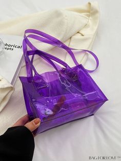 BagForLove - Compact Transparent Purple PVC Mini Tote Bag Product Description Color Purple Type Square Bag Bag Size Mini Strap Type Double Handle Pattern Type Plain Style Fashionable Material PVC Size Chart INCH CM Strap Length Bag Length Bag Width Bag Height Handle Height 45.3 inch 7.9 inch 3.5 inch 5.9 inch 4.7 inch Strap Length Bag Length Bag Width Bag Height Handle Height 115 cm 20 cm 9 cm 15 cm 12 cm Details Pictures Similar Products h2 { text-align: center; } /* æ¢è¡ */ li{ white-space: normal; word-break: break-all; word-wrap: break-word; } .red-box { width: 100%; display: flex; flex-direction: row; flex-wrap: wrap; justify-content: center; } .red-box > div { width: 190px; height: 250px; margin: 10px; } .red-box > div > a > img { width: 190px; height: 250px; } .size-box { width: 1 Mini Tote Bag, Purple Hues, Mini Tote, Bag Bag, Square Bag, Color Purple, 20 Cm, Tote Bag, Square