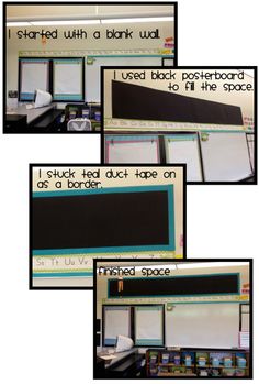 three different pictures of blackboard and white board