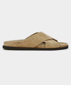 Nomad Suede Crossover Sandal in Sand Summers In Italy, Most Comfortable Sandals, Slow Morning, Square Shoes, Espadrilles Shoes, Cashmere Accessories, Dinner With Friends, Suede Sandals, Comfortable Sandals