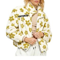 Customize this super soft sherpa fleece zip up jacket! Text is embroidered 1. Pick font type 2. Pick font color 3. Choose what text or monogram you would like **LIST THE ABOVE IN THE PERSONALIZATION BOX!! Spring Sherpa Fleece Jacket With Long Sleeves, Korean Fashion Cute, I Love My Daughter, Beige Coat, Camo Jacket, Floral Jacket, Font Types, Outerwear Coats, Green Flowers