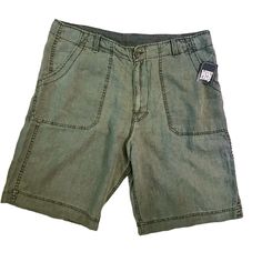 Lucky Brand Men’s Shorts 100% Linen Color: Green Shorts Have 2 Large Slant Pockets In The Front And Two Large Flap Pockets With Hidden Buttons On The Back. Interior Drawstring Waist. Zip Fly With Button. Belt Loops. Garment Dyed So There Is Some Variation In Color At The Seams. Perfect For Summer! Machine Wash Warm. Tumble Dry Low. Size 40 Approximate Measurements: Waist: 20.5” Flat Rise: 14” Inseam: 12” Brand New With Tags Casual Khaki Bermuda Bottoms, Summer Cotton Cargo Shorts With Welt Pockets, Casual Bermuda Pants With Hip Pockets, Summer Cargo Shorts With Welt Pockets, Casual Khaki Shorts With Welt Pockets, Green Bottoms With Welt Pockets For Summer, Green Casual Short Leg Pants, Green Short Leg Casual Pants, Casual Green Short Leg Pants