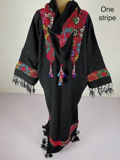 Plus Size Winter Kimono Jacket Black Winter Kimono Boho - Etsy Saudi Arabia Long Floral Embroidered Kimono For Festival, Long Floral Embroidery Kimono For Festivals, Traditional Black Shawl Outerwear, Bohemian Embroidered Kimono With Kimono Sleeves, Black Winter Outerwear With Kimono Sleeves, Black Outerwear With Kimono Sleeves For Winter, Bohemian Fall Kimono With Floral Embroidery, Traditional Long Sleeve Kaftan With Tassels, Bohemian Long Sleeve Kimono With Floral Embroidery