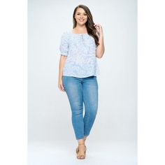 Elevate your style with our Juliet Ruffle detailed Blouse. It offers a flattering and comfortable fit. The ruffle sleeve detail adds a touch of elegance and femininity. This top is not only stylish but also comfortable for all-day wear. Whether you're heading to the office, meeting friends for brunch, or going on a date night, this top is a perfect choice for any occasion. Pair it with your favorite jeans for a casual chick look, or dress it up with a sleek pair of trousers and heels for a more formal outfit. Material: 100% Polyester. Machine washable Blue Casual Puff Sleeve Top With Ruffles, Casual Puff Sleeve Top With Ruffle, Spring Casual Peasant Top With Flutter Sleeve, Spring Casual Puff Sleeve Top With Ruffle, Casual Puff Sleeve Top With Ruffle For Spring, Casual Puff Sleeve Top With Ruffle Sleeves For Spring, Casual Stretch Puff Sleeve Top With Ruffles, Casual Ruffle Sleeve Peasant Top, Three Quarter Sleeve Blouses