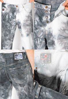 "Vintage 90s Reworked Grey White Tie Dye Jeans Mens Denim Pants Marked size: 34/44 Estimated Size: 32\" Inside leg: 27.6 In (70 cm) Jeans total length: 37.8 In (96 cm) Waist: 32.3 In (82 cm) Rise: 11.5 In (29 cm) Material: 100% cotton The model in this pic is 180cm (5ft 10) Be sure to contact us with any questions :) Follow us on IG or TikTok - magicxkale" Reworked Faded Cotton Bottoms, Faded Reworked Cotton Bottoms, Vintage Acid Wash Cotton Bottoms, Vintage Acid Wash Bottoms With Pockets, Vintage Faded Pants For Spring, Vintage Reworked Faded Bottoms, Vintage Reworked Wide Leg Jeans, Vintage Wide Leg Reworked Jeans, Blue High Waisted Jeans