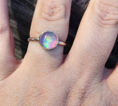 Multi Fire Doublet Aurora Opal Ring - 925 Sterling Silver Ring - Opal Ring  - Size- 8x8 MM - Dainty Gemstone Cabs Ring - Minimalist Jewelry This Sterling Silver Gemstone Ring is perfect as a gift item, for you and especially your loved ones. We Also Accept Wholesale Or Orders And All Kinds Jewelry & Gemstones Re Available In Small And Bulk Quantity. For Any Query Please Contact Us. * All our jewelry is Micron Plated which is higher quality as compared to Standard Plating * Please note that there will be slight variations in stone texture and color shades in the actual product that you receive. Stone quality or grade will be same. Product Info  Gemstone -- Aurora Opal Size -- 8x8 MM. Metal -- 925 Sterling Silver Style: Minimalist Manufacturer -- In India  Stone Color - Multi  Band Color - S Nickel Free Sterling Silver Opal Ring, Iridescent Nickel-free Ring, Iridescent Sterling Silver Round Jewelry, Iridescent Round Sterling Silver Jewelry, Iridescent Sterling Silver Crystal Promise Ring, Nickel-free Opal Promise Ring, Minimalist Iridescent Round Jewelry, Iridescent Sterling Silver Rings For Gifts, Iridescent Opal Promise Ring