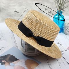 Material: Straw Classic Mini Hat With Short Brim For Beach, Winter Casual Wide Brim Boater Hat, Casual Winter Wide Brim Boater Hat, Casual Wide Brim Boater Hat For Winter, Classic Wide Brim Mini Hat For Summer, Spring Solid Boater Hat With Flat Brim, Casual Flat Cap For Summer, Casual Summer Flat Cap, Classic Top Hat For Beach Outings In Spring