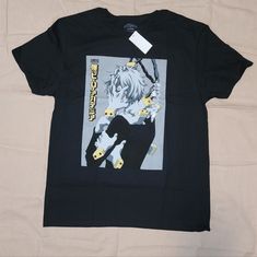 Black / Large Shirt / My Hero Academy / T-Mha Tomura Shigaraki Black Cotton Shirt With Front Print, Black Graphic Tee With Anime Print, Black Anime Print Tops For Streetwear, Casual Black Anime Print T-shirt, Casual Black T-shirt With Anime Print, Black Streetwear Shirt With Character Print, Black Anime Print Shirt For Streetwear, Black Anime Print Crew Neck Top, Black Crew Neck Top With Anime Print