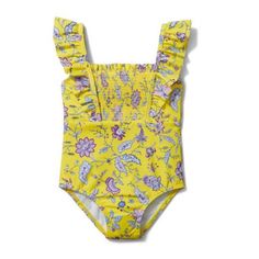 For A Splash Of Color, This Floral One-Piece With Ruffle Sleeves And Smocking At The Front And Back. 82% Nylon/18% Spandex Fully Lined Upf 50+ Sun Protection New With Tags. Bundle To Save. Will Ship Next Day. Cute Yellow Fitted Swimwear, Cute Fitted Yellow Swimwear, Yellow Swimwear For Spring Playwear, Playful Yellow Swimwear For Spring, Yellow Cotton Swimwear For Beach, Yellow Fitted Cotton Swimwear, Yellow Recreational Swimwear For Spring, Floral Print Swimwear For Spring Playwear, Cute Yellow Swimwear For Vacation