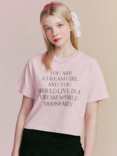 This is a casual and trendy top by MOONFAIRY that is made out of high quality and sturdy material. With distinctive mood of the design and comfortable wear, you can style it for your casual daily outfit.- Unique graphic artwork detail- Soft and sturdy cotton 100% fabric- Young and feminine mood Casual Pink Slogan T-shirt, Cute Pink T-shirt With Text Print, Cute Pink Slogan Tops, Pink Slogan T-shirt For Streetwear, Trendy Pink Tops With Funny Print, Trendy Pink T-shirt With Text Print, Trendy Pink Top With Funny Print, Cute Pink T-shirt With Graphic Print, Pink Letter Print Tops For Streetwear