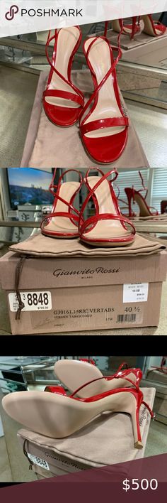 Gianvito Rossi Manhattan strappy sandals Tobasco patent leather sandals. Absolutely gorgeous brand new, as seen in pics brand new. Comes with box, dust bag, heel taps 👗👠👛👡 Gianvito Rossi Shoes Sandals Luxury Red Heels With Single Toe Strap, Designer Formal Sandals With Red Sole, Elegant Red Patent Leather Sandals, Designer Cocktail Sandals With Red Sole, Designer Red Evening Sandals, Designer Red Formal Sandals, Designer Red Ankle Strap Sandals, Designer Red Sandals With Padded Heel, Designer Red Sandals With Ankle Strap