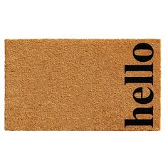 a door mat with the word regio written in black ink on an orange background