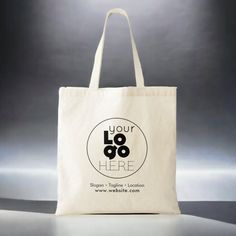 Easily personalize this reusable canvas tote bag with a company logo and promotional text. Custom branded tote bags can advertise a business as corporate swag and trade show giveaways. No minimum order quantity and no setup fee. Printing identical on front and back. White Logo Print Shopping Bag, Eco-friendly Rectangular Canvas Bag With Branding, Eco-friendly Canvas Bag For Daily Use With Branding, Eco-friendly Canvas Bag For Everyday, White Canvas Bag With Branding For Everyday Use, White Rectangular Canvas Bag With Branding, Cotton Tote Bag With Branding, Eco-friendly Cotton Bags With Branding, White Cotton Canvas Bag With Branding