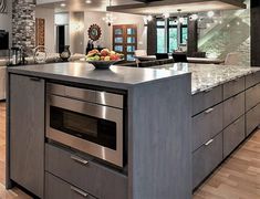 Typically granite can only get around 9 -10 ft. long and then you need a seam.  To avoid having a seam and another piece of granite.  Decided to flip the end cabinet around and change the material.  Used Butcher Block with a waterfall edge stained gray to match cabinets. End Cabinet, Point Of View, Butcher Block