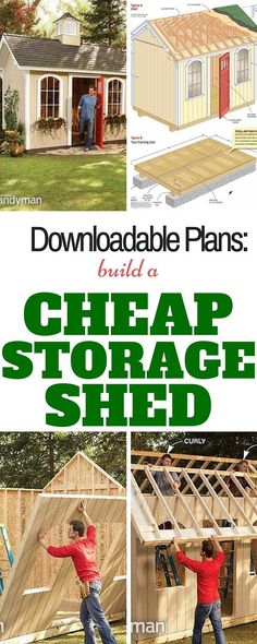 the front and back cover of a shed with instructions on how to build an attached storage shed