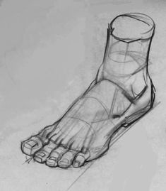 a drawing of a person's foot with the top half drawn