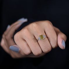 "3.25 TCW Canary Yellow Radiant And Trapezoid Cut Moissanite Ring, Three Stone Engagement Ring, Wedding Ring, Promise Ring, Ring For Women, Wedding Rings For Women, Handmade Ring, Three Stone Ring, Yellow Moissanite Ring, Trapezoid Moissanite Ring, Anniversary Ring, Moissanitedove, Labor Day Welcome to \"MOISSANITE DOVE\" for unique, lovely, and classic moissanite jewelry Jewelry Style: Three-Stone Moissanite Engagement Ring 𝐈𝐭𝐞𝐦 𝐒𝐩𝐞𝐜𝐢𝐟𝐢𝐜𝐚𝐭𝐢𝐨𝐧: Center Stone Shape: Radiant Cut Ca Yellow Emerald-cut Diamond Wedding Ring, Emerald Cut Yellow Rings For Wedding, Yellow Emerald-cut Wedding Rings, Gia Certified Yellow Diamond Wedding Ring, Yellow Gia Certified Diamond Ring For Wedding, Yellow Gia Certified Diamond Wedding Ring, Radiant Cut Yellow Jewelry For Wedding, Yellow Emerald Cut Jewelry For Wedding, Yellow Radiant Cut Jewelry For Wedding