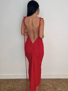 Uveng 2022 Summer Sleeveless Backless Bodycon Maxi Dress Women Elegant Club Sexy Spaghetti Strap Long Dresses Party Fashion Clubwear Outfits, Halter Bodycon Dress, Drape Maxi Dress, Bodycon Maxi Dresses, Maxi Robes, Red Midi Dress, Women Maxi, Party Dress Long, Draped Dress