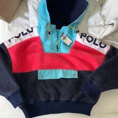 Size Is Small/ Brand New With Tags/ In Pristine Condition/ Price Is Negotiable Sporty Pink Sweatshirt With Pockets, Pink Sporty Sweatshirt For Outdoor, Pink Patchwork Hoodie For Winter, Winter Pink Patchwork Hoodie, Pink Athleisure Outerwear With Ribbed Cuffs, Sporty Multicolor Fleece Outerwear, Pink Fleece Athleisure Outerwear, Multicolor Athleisure Sweatshirt For Winter, Athleisure Multicolor Sweatshirt For Winter