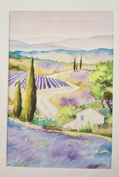 a watercolor painting of an italian countryside