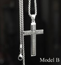 Titanium Stainless Steel Cross Pendant Necklaces for Men Egg Muffin, Mens Cross Necklace, The Lord's Prayer, Stainless Steel Cross Pendant, Necklaces For Men, Male Style, Lord's Prayer, Handbags Luxury, Steel Cross