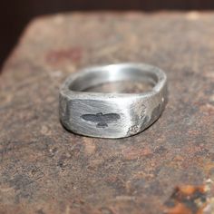 Handmade sterling silver 925 Bird Of Prey ring. Hammered, scratched and patinated with a very light polish. Approximately 11mm at the widest point. Weight is 18.2g. Hallmarked. Size U.K Z1 1/2. Euro 71. Masculine Silver Rings, Silver Jewellery Men, Bird Ring, Bird Rings, Silver Bird, Bird Of Prey, Diy Rings, Classy Jewelry, Mens Ring