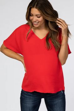 Red Short Sleeve Maternity Blouse – PinkBlush Maternity Tops For Summer, Maternity Summer Tops With Short Sleeves, Summer Maternity Tops With Short Sleeves, Spring Short Sleeve Tops, Bump Friendly, Spring Short Sleeve Bump-friendly Tops, Maternity Wear Short Sleeve Bump Friendly Top, Maternity Bump Friendly Short Sleeve Top, Bump-friendly Short Sleeve Tops For Spring, Spring Bump Friendly Short Sleeve Tops