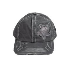 a gray hat with silver stars on it