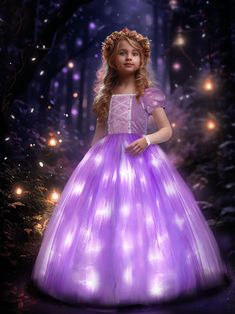 PRICES MAY VARY. Magical Light Up Dress - Gift your little girl's dreamy wishes with UPORPOR dazzling magical light up princess dress up clothes, it radiates fun and enchantment! Sparkling purple pink princess girls costumes guarantee she'll be mesmerized! Makes Magic with UPORPOR for Girls - Our dazzling light up princess costume boasts quality waterproof LED lights, perfectly concealed and arranged in lining to ensure our princess dress up clothes glows enchantingly. Better still, you will say Rapunzel Dresses, Rapunzel Dress Up, Purple Princess Dress, Princess Costumes For Girls, Princess Fancy Dress, Light Up Costumes, Light Up Dresses, Dress Up Clothes, Rapunzel Dress