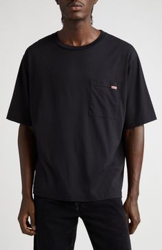 Acne Studios Tag Detail Pocket T-Shirt | Nordstrom Essential Crewneck, Tshirt Crafts, Logo Tag, Pocket Tshirt, Designer Clothes For Men, A Logo, Chest Pocket, Wardrobe Essentials, Patch Pocket