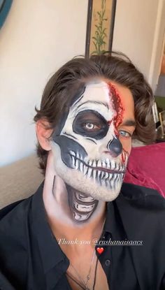 Guys Halloween Makeup, Brown Bear Art, Halloweenský Makeup, Creepy Halloween Makeup, Theatre Makeup, Skeleton Makeup, Bear Watercolor, Couples Halloween Outfits, Halloween Makeup Scary