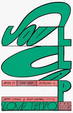 a poster with the words love temp written in bold green and pink letters on it