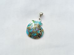 Georgian enamel, enamel pendant pomegranate georgian jewelry, cloisonne enamel necklace handcrafted pendant, artisan jewelry, silver pendant Turquoise Hand Painted Jewelry Gift, Hand Painted Turquoise Jewelry Gift, Hand Painted Silver Jewelry As Gift, Artisan Enamel Jewelry As A Gift, Turquoise Enamel Jewelry Gift, Inlay Pendant Jewelry Gift, Inlay Pendant Jewelry For Gift, Round Pendant Inlay Jewelry Gift, Hand Painted Pendant Jewelry Gift