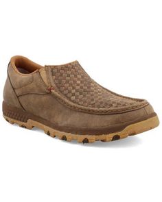 Twisted X Men's CellStretch Double Gore Driving Shoes - Moc Toe | Sheplers Brown Rubber Sole Slip-ons For Outdoor, Leather Outdoor Slip-ons, Outdoor Leather Slip-ons With Textured Sole, Leather Slip-ons With Textured Sole For Outdoor, Leather Closed Toe Slip-ons For Outdoor, Leather Slip-ons With Closed Toe For Outdoor, Outdoor Slip-on Moccasins With Textured Sole, Outdoor Leather Footbed Slip-ons, Rugged Moc Toe Moccasins For Outdoor