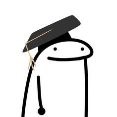 a black and white drawing of a graduate's cap on top of his head