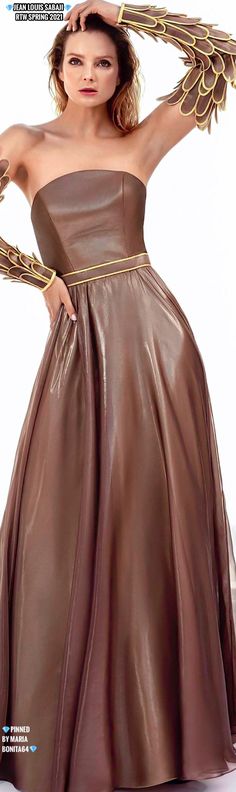 Evening Gown Dresses, Leather Outfit, Brown Fashion, Couture Fashion, One Shoulder Formal Dress