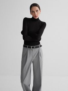 Women's Custom-made Grey Cotton Low Waisted Pants Business Party Dinner Night Out Trousers by TheMagnusAtelier on Etsy Women Casual Work Outfits Winter, Tailored Pants Sneakers Outfit, Grey Suit Trousers Women Outfit, Unique Business Casual Outfits, Grey Suit Pants Outfit, Grey Suit Pants Outfit Women, How To Style Grey Pants, Gray Dress Pants Outfit, Suit Trousers Women Outfit