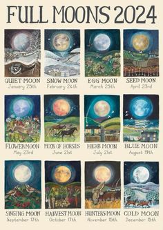 Full Moon Calendar, Cold Moon, Magia Das Ervas, Moon Journal, Moon Calendar, Green Witch, Harvest Moon