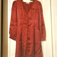 Red Long Sleeve Button Down Dress Sz Small Long Sleeve Button Down Dress, Red Long Sleeve, Red Button, Button Down Dress, Button Downs, Colorful Dresses, Long Sleeve Dress, Womens Dresses, Band