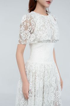 This dress offers a flattering fit and elegant cape sleeve. Crafted from delicate lace, it exudes a timeless and sophisticated appeal. Perfect for any special occasion, this dress is a must-have addition to your wardrobe. Elegant Cape, Types Of Lace, Mean Blvd, Corset Waist, Lace Layers, Cape Sleeves, Lace Maxi, Lace Maxi Dress, Lace Fabric