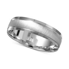 a white gold wedding band with satin finish and beveled edges, made to order from macy's