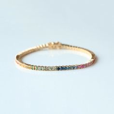 Attract To Your Loved Ones With This Beautiful Rainbow Sapphire Colorful Tennis Bracelet, Round Multi Color Prong Set Bracelet Jewelry, Trendy Bracelet For Women, Handmade Fine Jewelry, Ombre Tennis Bracelet. Great Gift For Christmas, Cyber Sale, Cyber Monday and Black Friday. Octagon Cut Rainbow Sapphire Bracelet 👇 https://www.etsy.com/listing/1530336725 Also available in Yellow Gold, Rose Gold and White Gold. Pretty Gift For Mom, Sister, Friend and Girlfriend. 𝐏𝐫𝐨𝐝𝐮𝐜𝐭 𝐢𝐧𝐟𝐨: 𝟏𝟒𝐤 Gold Wedding Bracelet, Gold Bracelet Wedding, Sapphire Tennis Bracelet, Bracelet Layering, Trendy Bracelet, Colorful Bracelet, Bling Ring, Set Bracelet, Rainbow Sapphires