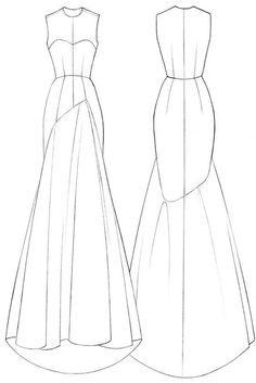 the front and back view of a wedding dress