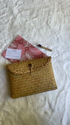 This is a gift set of three items which include: our most popular hand-dyed and hand-stamped batik bandana in Leafy Paradise pattern; a handwoven pouch from natural material called Grey Sedge - a type of woody plant from swamp in Borneo that is handwoven by women Dayak tribe; and lastly a Batik Canting Wax & Dye tool that is used to hand draw our batiks. About our batik bandana: Our bestseller hand-dyed batik Bandana in cream peach color with leaf pattern: Our batik bandana is made from tightly Hand Draw, Peach Color, Face Coverings, Natural Material, Leaf Pattern, Home Gifts, Hand Stamped, Hand Dyeing, Batik