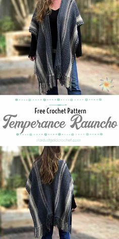 the free crochet pattern for this poncho shawl