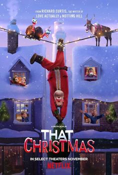 the poster for that christmas movie starring santa claus and his reindeer family is hanging upside down